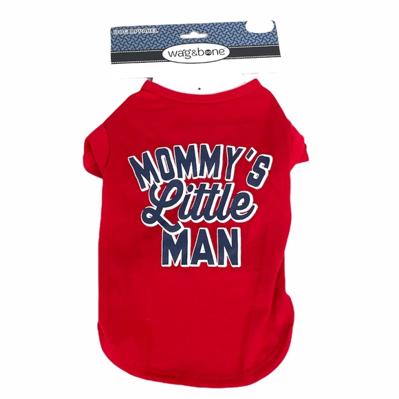 Wag & Bone Mommy’s Little Man Dog Shirt, Red, X-Small, Small, Medium - Picture 5 of 5